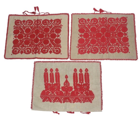 Hungarian Kalotaszeg Pillowcase Lot of 3 Traditional Folk Embroidery Linen